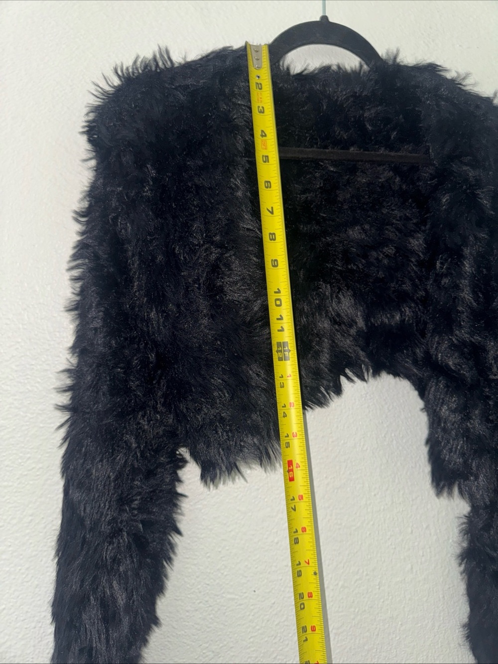 Black Faux Fur Shrug Bolero Jacket Open Front cardigan size small/medium formal - Picture 6 of 8